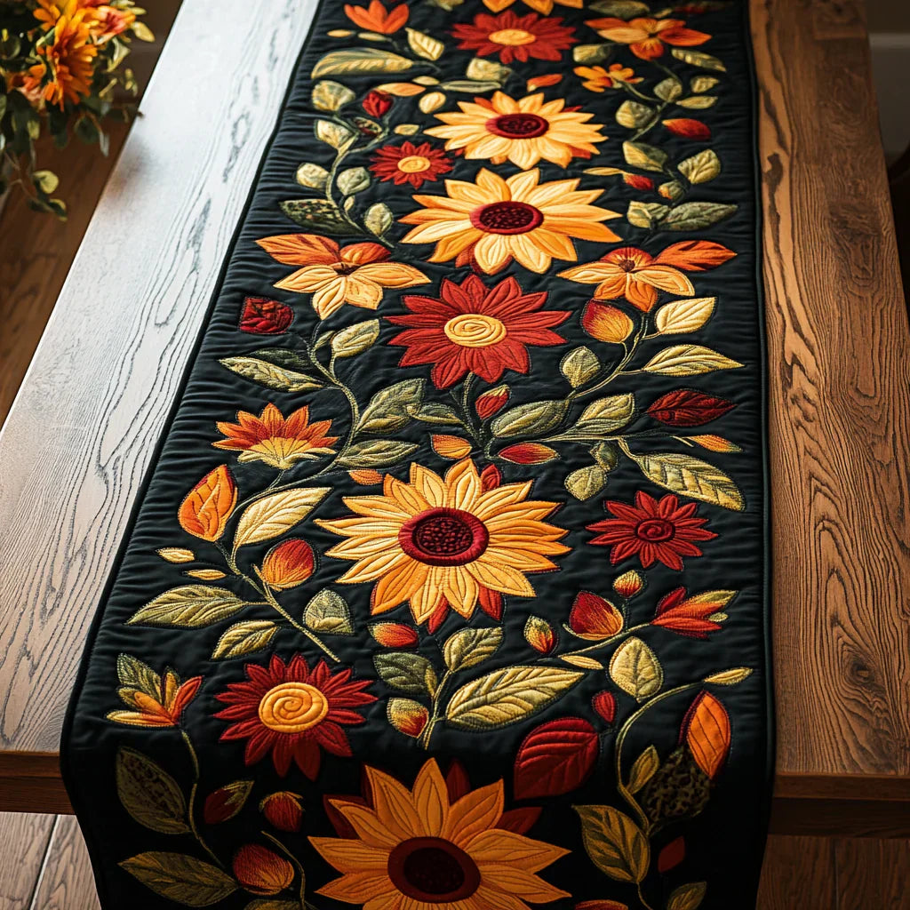 Chemin de table matelassé - Tournesols d'Automne