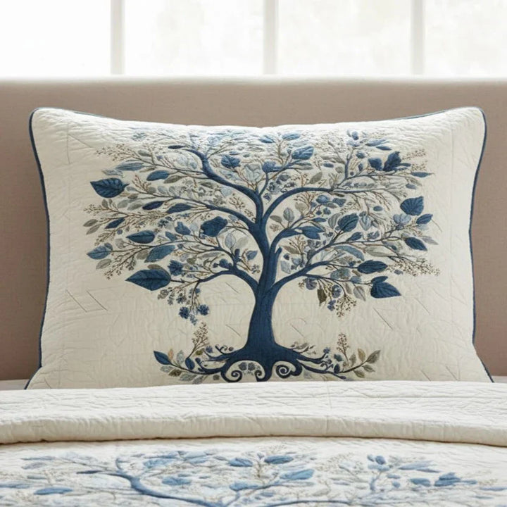 Housse de Coussin Matelassée - Sérénité Bleue