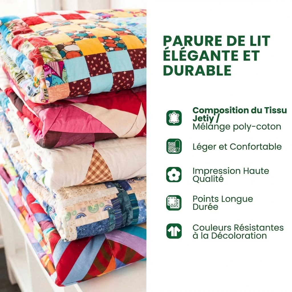 Parure de lit matelassée 3 pièces - Étreinte de la Nature