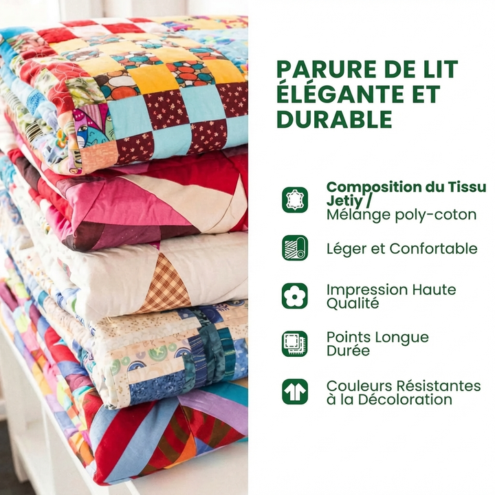 Parure de lit matelassée 3 pièces - Étreinte de la Nature